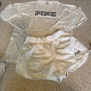 Vs pink varsity shorts long sleeve campus tee